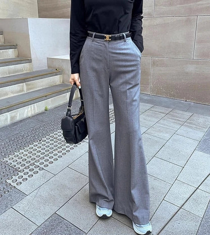 vmtvr Chic Flare Pants  Office Ladies Casual Loose Floor Length Suits Pants Straight Women 2024 Summer Autumn High Waist