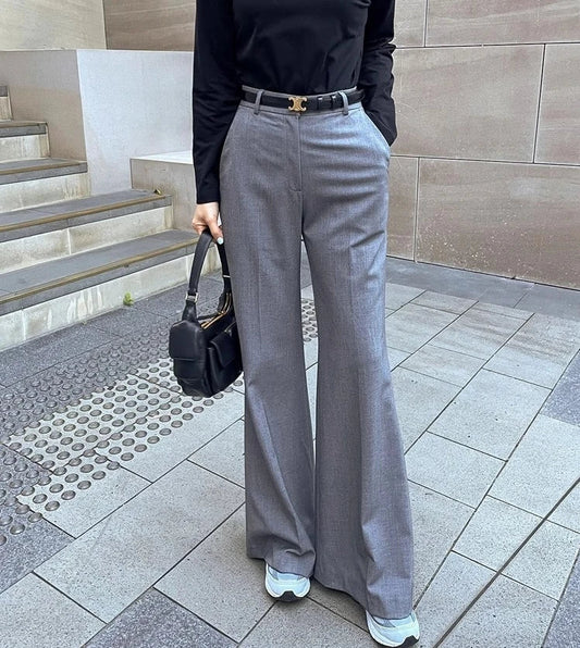 vmtvr Chic Flare Pants  Office Ladies Casual Loose Floor Length Suits Pants Straight Women 2024 Summer Autumn High Waist