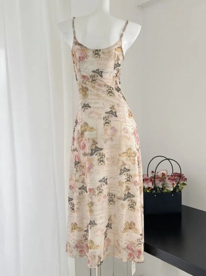 vmtvr Spaghetti Strap Women Floral Print Summer Dress Sleeveless Bodycon Slim Casual Party Dresses Female Clothes Robe Mujers New