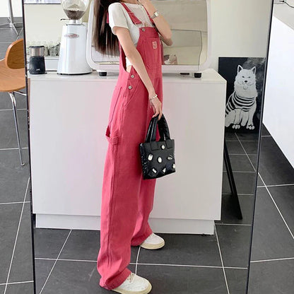 vmtvr Women Denim Overalls Korean Casual Big Pocket Loose Jumpsuit Summer Fashion All Match Jeans Female Streetwear Trousers New