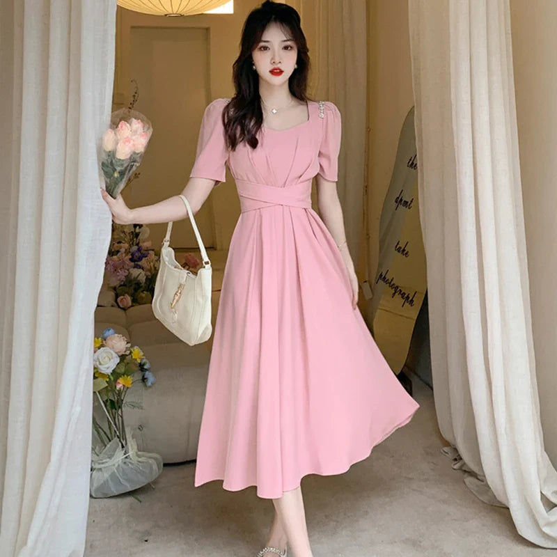 vmtvr 2024 Women Luxury Chic Prom Midi Dresses Summer Fashion Causal Beach Long Dress Pink Korean Elegant Bodycon Party Night Vestidos