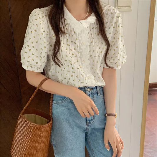 vmtvr Spring Shirt Female Women Blouse Summer Women Blouses Maxi Blusas Casual Elegant Vintage Short Sleeve Cotton Oversize Loose