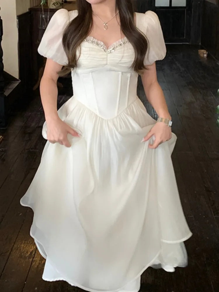 vmtvr Summer Elegant and Chic Women Fashion Party Dress Vintage Casual A-Line Chiffon Birthday Prom Wedding Vestidos Female Robe