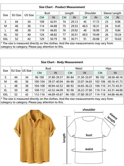 jiaabc Men's Shirt Corduroy Short Sleeve Blouses Casual Solid Streetwear Shirts Summer Ribbed Plain Button Y2K Tops