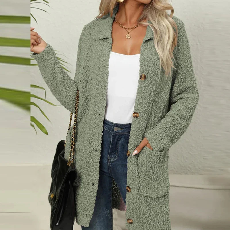 vmtvr Elegant Single Breasted Winter Jackets Women Casual Lapel Collar Solid Loose Outwear Stylish Autumn Faux Lamb Fleece Coats