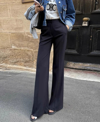vmtvr Chic Flare Pants  Office Ladies Casual Loose Floor Length Suits Pants Straight Women 2024 Summer Autumn High Waist