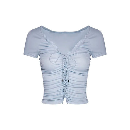 vmtvr Summer Fashion Solid V Neck T Shirts Women Short Sleeve Sexy Crop Tops Ladies Casual Tees Top Tees Female T-Shirts