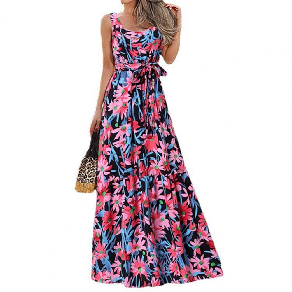 Summer Women Dress Elegant Party Sleeveless Maxi Dress Sexy Bohemian Leopard Print Vestidos Casual Swing Sundress