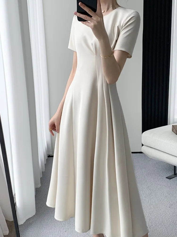 vmtvr Summer Fashion Casual Midi Women Dress Office Vintage A-Line Business Party Vestidos Femme One Pieces Birthday Prom Cloths