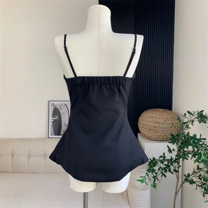 vmtvr Women Suit Tube Top Korean Fashion Streetwear Sexy Off Shoulder Vest Y2K All Match Female Buttons Cropped Camis Summer New