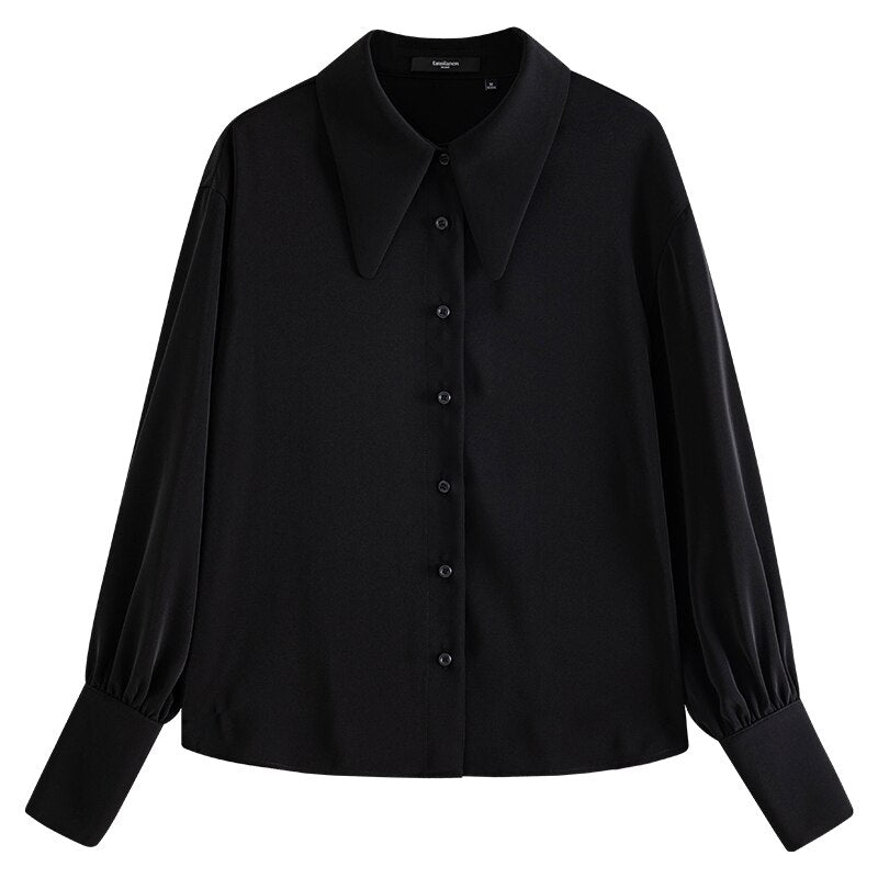 Niche Design Commute Butterfly Tail Collar Shirts for Women Everlasting Little Lantern Sleeve Shirts Female Autumn New