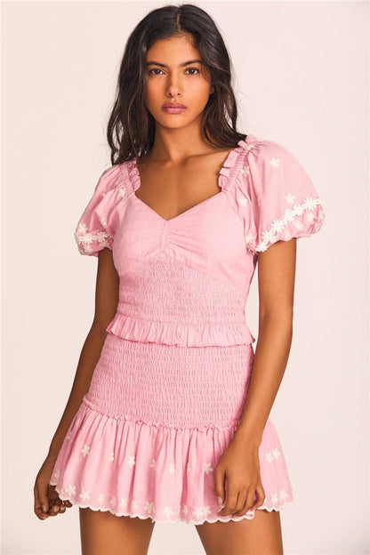 vmtvr High Quality 2023 Summer Pink Short Sleeve Women Ruffled Mini Dress