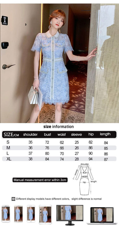 vmtvr - Elegant Dress Women Summer Sheer Lace Floral Short Sleeve Club Mini Gown High Quality Glitter Sequin Ladies Femme Mujer Vestidos