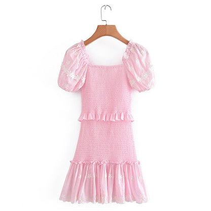 vmtvr High Quality 2023 Summer Pink Short Sleeve Women Ruffled Mini Dress