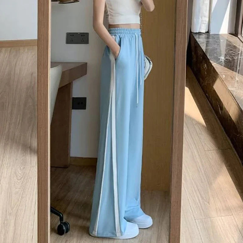 vmtvr Y2K Striped Women Sweatpants Summer High Waist Female Loose Trousers Korean All Match Student Straight Leg Pants New