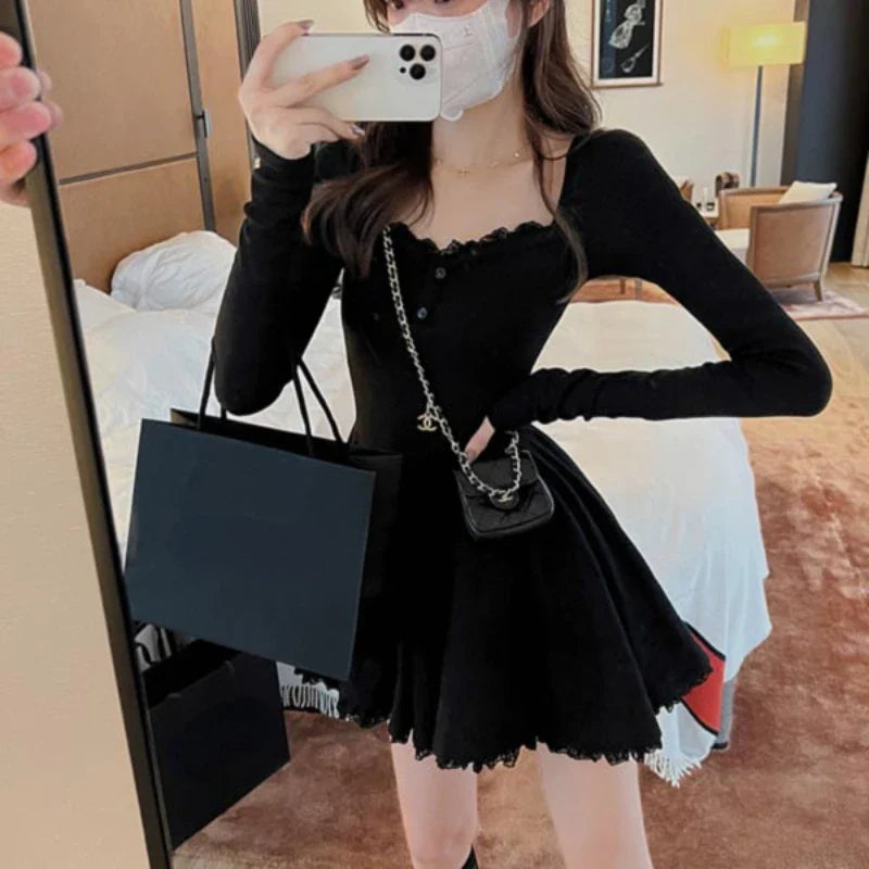 vmtvr High Waist elegant Mini Dress Women Summer Long Sleeve Sexy Casual Dress female Ball Gown Fashion korean style party Dress