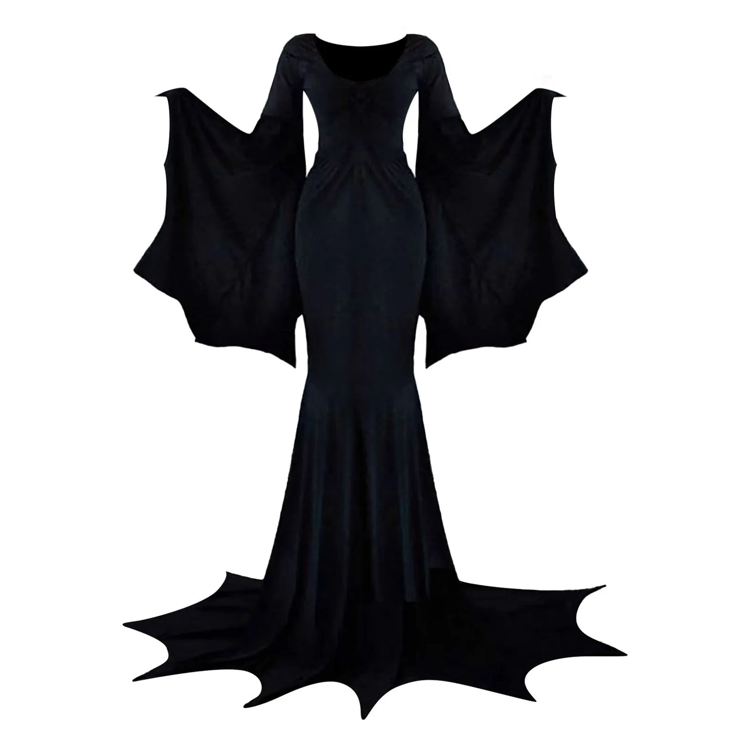 vmtvr  -  New Retro Gothic High Waist Black Dress Women Vampire Bat Dress Bat Sleeve Halloween Outfit Masquerade Party Women Outfits