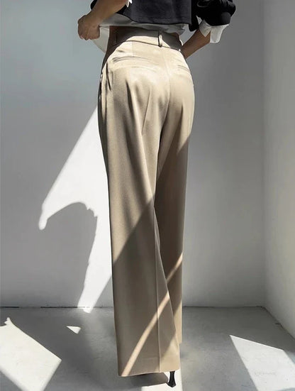 vmtvr Chic Office Ladies Wide Leg Trousers Casual Loose Floor Length Suits Pants Straight Women 2024  Summer Autumn High Waist