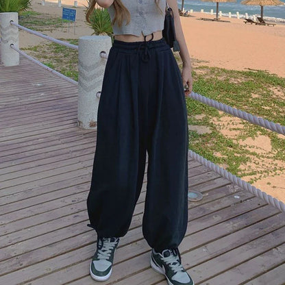 vmtvr Y2K Streetwear Women Sweatpants American Style Fashion Drawstring Loose Wide Leg Pants Summer All Match Female Harem Pants