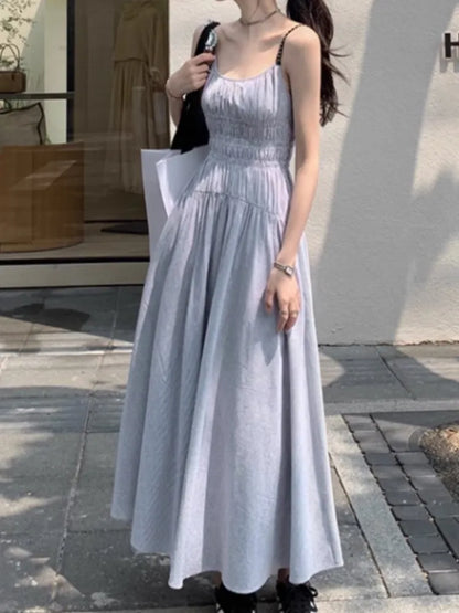 vmtvr Spaghetti Strap Elegant Casual Women Summer Dress Sleeveless Vintage A-Line Party Fashion Vestidos Female Chic Robe Clothings