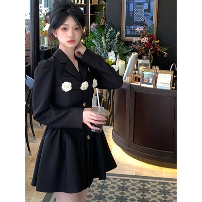 vmtvr  - Elegant Women Dress Long Sleeve Office Ladies Polo Collar Vintage New Korean Fashion Chic Sweet Casual Female Mini Dresses