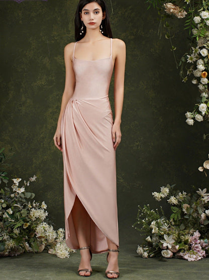 Sexy High Low Summer Long Dresses for Women Charming Backless Asymmetrical Maxi Party Prom Dress Pink