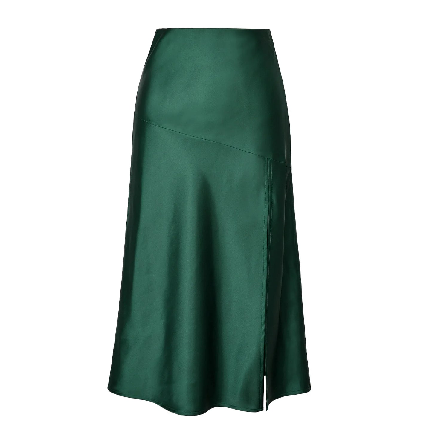 vmtvr Women Elegant Satin Skirt Elastic Waist A-Line Summer Slit Casual Solid Female Slim Falda Boho Holiday Beach Escocesas De Mujer