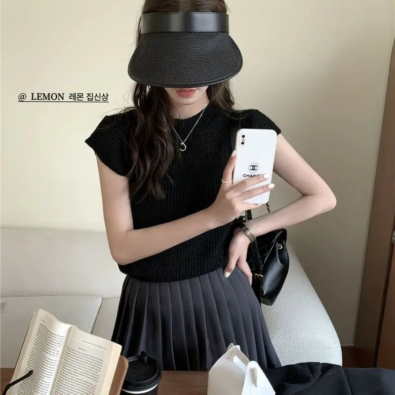 vmtvr Summer Casual Pullover Tank Women's Loose Knitted Top Gentle Bohemian Vacation Beach Hollow Out Vest Blouse Sun Protection