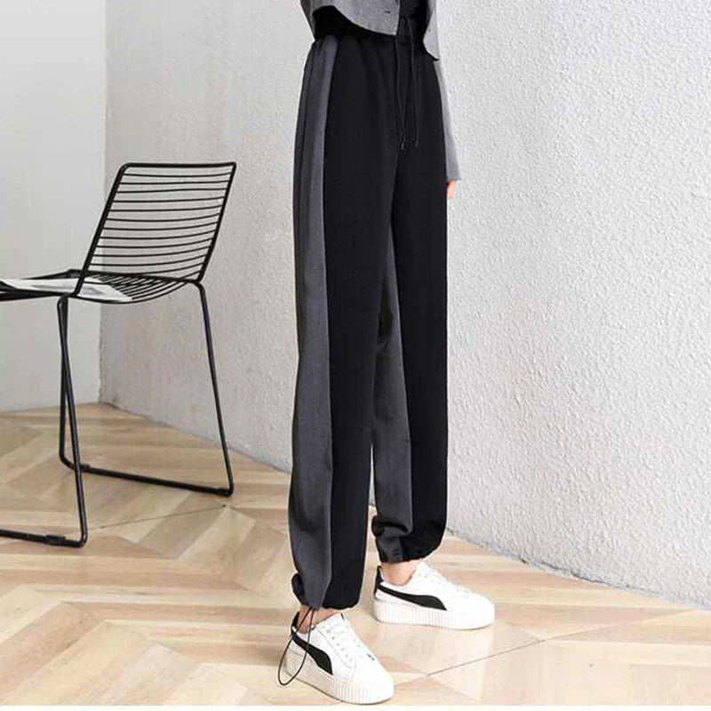 vmtvr Women Patchwork Sweatpants Korean Streetwear Loose Wide Leg Pants Summer Fashion High Waist Female All Match Straight Trousers