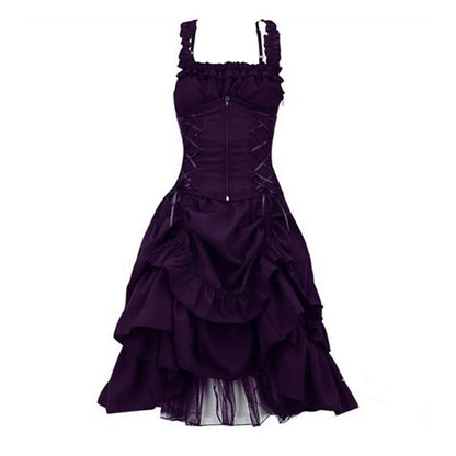 vmtvr  -  Women's Gothic Prom Dress Slim Irregular Straps Corset Lace Black Dresses Steampunk Gothic Prom Evening Cocktail Formal Gown