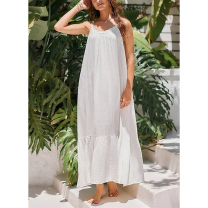 vmtvr Vintage Chic 100% Muslin Cotton Women White Dresses Summer Sleeveless Elegant Party Holiday Beach Boho Long Maxi Robe платье