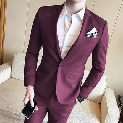 jiaabc Blazers Jacket Pants Vest 3 Pcs Set / Fashion New Men's Casual Boutique Business Solid Color Slim Dress Suit Coat Trousers