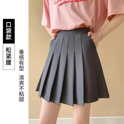 vmtvr  -  Women Pleated Skirt Black JK A-line Short Dress Clothing Vintage High Waist Streetwear Sweet Chic Sexy Casual Slim Solid