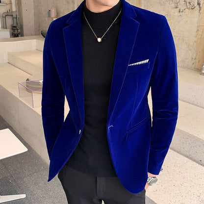 jiaabc Spring Velvet Blazer Men Fashion Casual Blazer Men Wedding Groom Singer Costume Slim Blazer Formal Brand Dress Homme 5XL-M