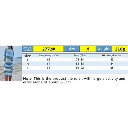 vmtvr Elegants Dress For Women O-Neck Autumn Knitted Dress Collision sweater long sleeve round neck striped dress