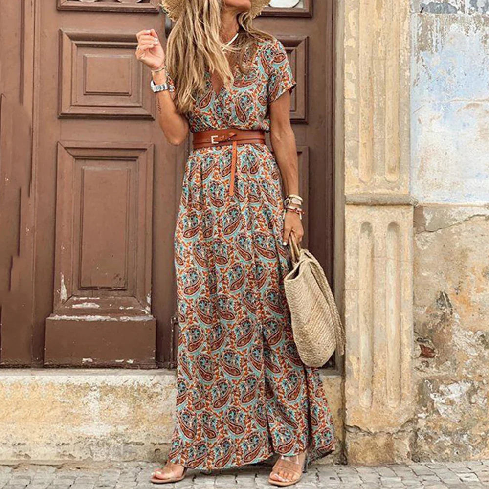 vmtvr Long Dress for Women Summer Beach Bohemian Dresses Vestido Casual Robe Female Clothing Y2K Floral Skirt Elegant Maxi Dress