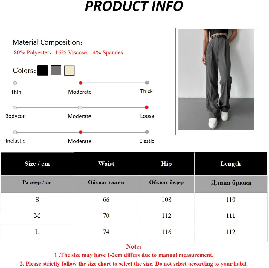 vmtvr Autumn Office Ladies Trousers Women High Waist Pants Pockets Female Summer Pleated Wide Leg  Solid OL Pants Women