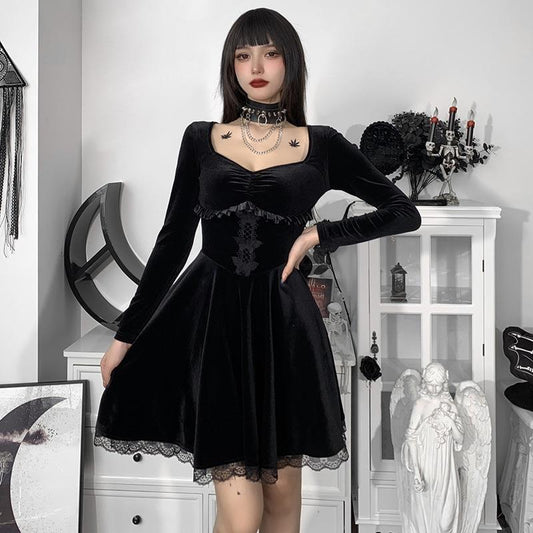 Party Elegant Dresses For Women Evening Womens Short Sexy Dress Sets Prom Long Sleeves Gothic Harajuku Y2k Formal Occasion Mesh