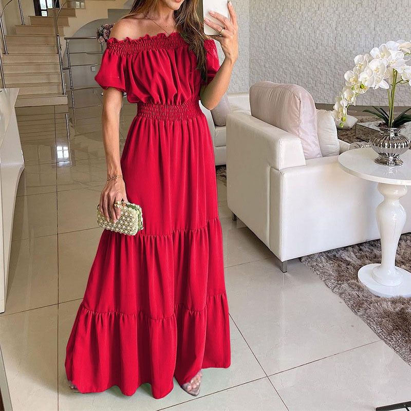 Summer Loose Long Dress Women Casual Elegant Ruffle Halter Sleeveless Female Party Outfits Beach Maxi Dresses Green Tie-Up Robe