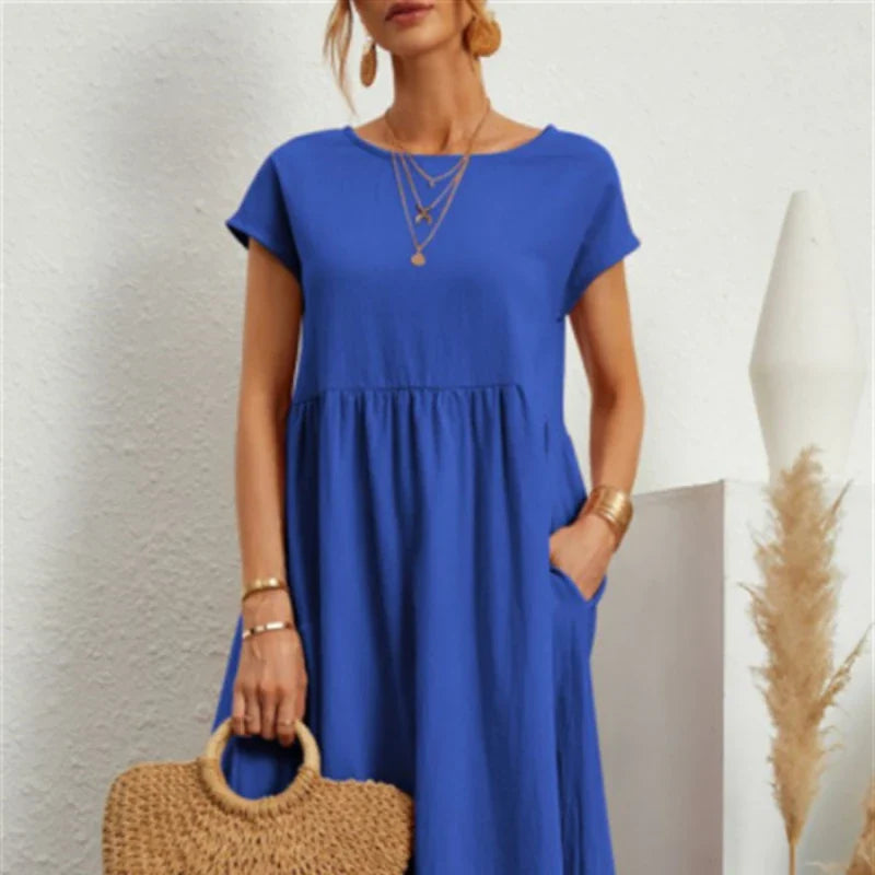 vmtvr - Elegant bodycon sexy cotton Women's dress for women  summer A-line short sleeve boho midi dresses woman robe femme ladies