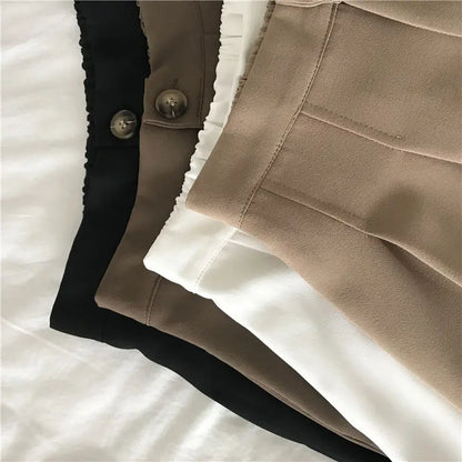 vmtvr Summer Women Pleated Shorts Fashion Korean High Waist Wide Leg Pants All Match Female Button Loose Casual Shorts New