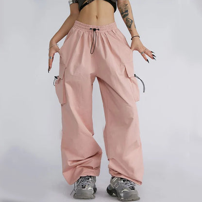 vmtvr Streetwear Women Cargo Pants Korean Fashion Oversized Pocket Loose Wide Leg Pants Summer Bf High Waist Female Trousers New