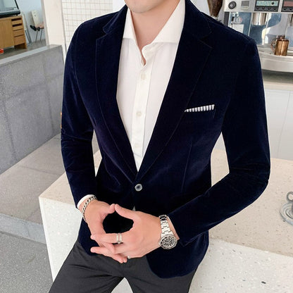 jiaabc Spring Velvet Blazer Men Fashion Casual Blazer Men Wedding Groom Singer Costume Slim Blazer Formal Brand Dress Homme 5XL-M