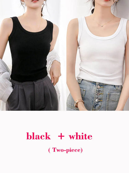 vmtvr Women's T-shirt Sleeveless Summer New Slim Tank Top Female Fashion Solid Color Skinny Sexy Spaghetti Straps Women Camisole Tops