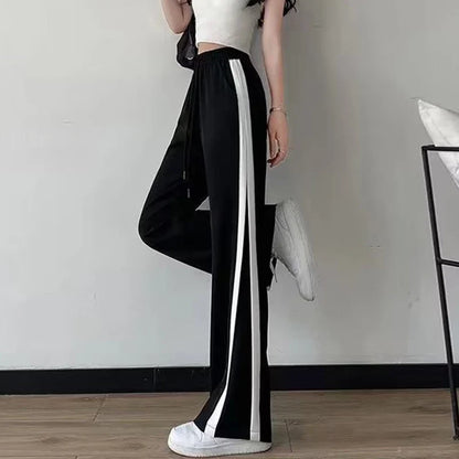 vmtvr Y2K Striped Women Sweatpants Summer High Waist Female Loose Trousers Korean All Match Student Straight Leg Pants New