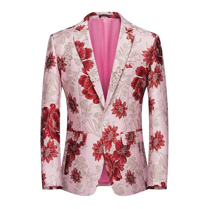 jiaabc Fashion New Men's Casual Boutique Business Wedding Host Slim Bronzing Suit Flower Jacket Dress Blazers Coat