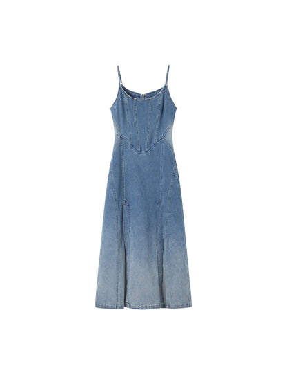 vmtvr New Summer Women Sexy Slip Denim Dress Fashion Straples High Waist Dress Lady Slim A-line Jean Dress