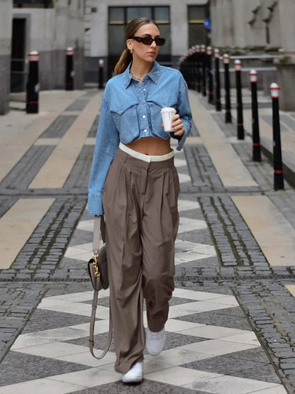 vmtvr Summer Spring Women Streetwear Wig Leg Oversized Harem Pants Patchwork High Waist Loose Fit Cargo Trousers Baggy Pants