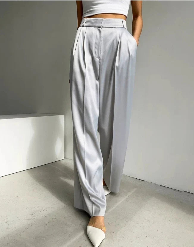 vmtvr Chic Office Ladies Wide Leg Trousers Casual Loose Floor Length Suits Pants Straight Women 2024  Summer Autumn High Waist