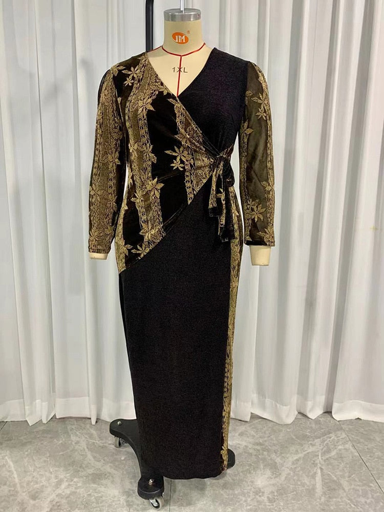 Winter Party Dresses For Women Women Plus Size Large Maxi Dresses Autumn Winter Long Sleeve Chic Elegant Muslim Turkish Party Evening Robe Clothing